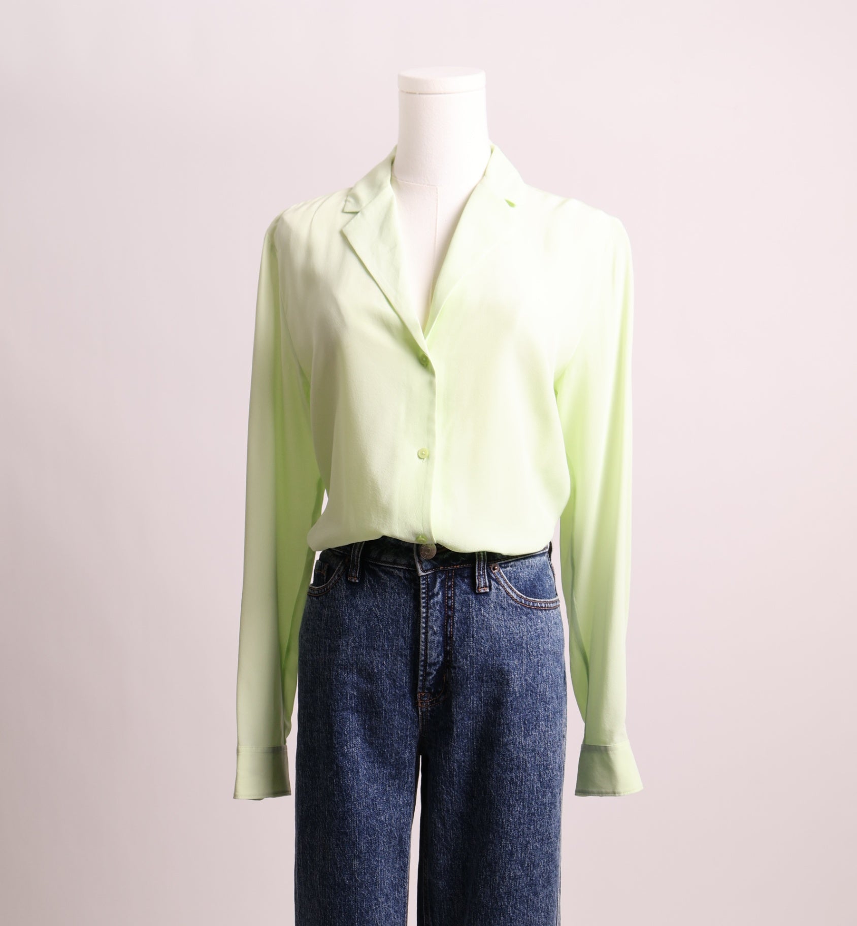 Blouse fluide verte pomme à manches longues (Babaton)