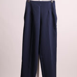 Pantalon marine taille haute et fermeture éclair sur le côté