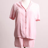 Ensemble pyjama short et chemise rose ligné