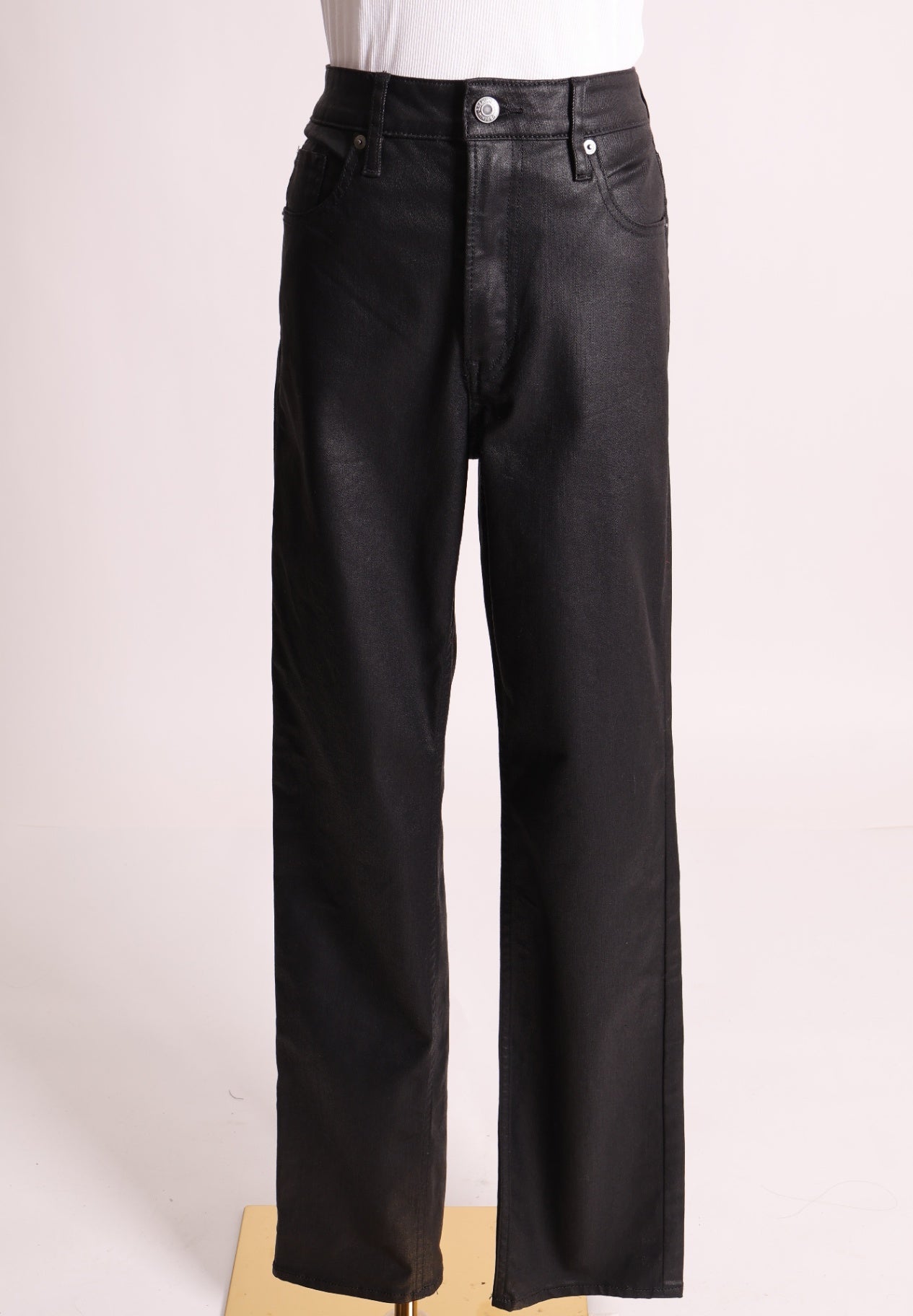 Jean scintillant taille haute coupe droite ajustée