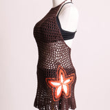 Robe/Cache-maillot en tricot avec détail de fleur 