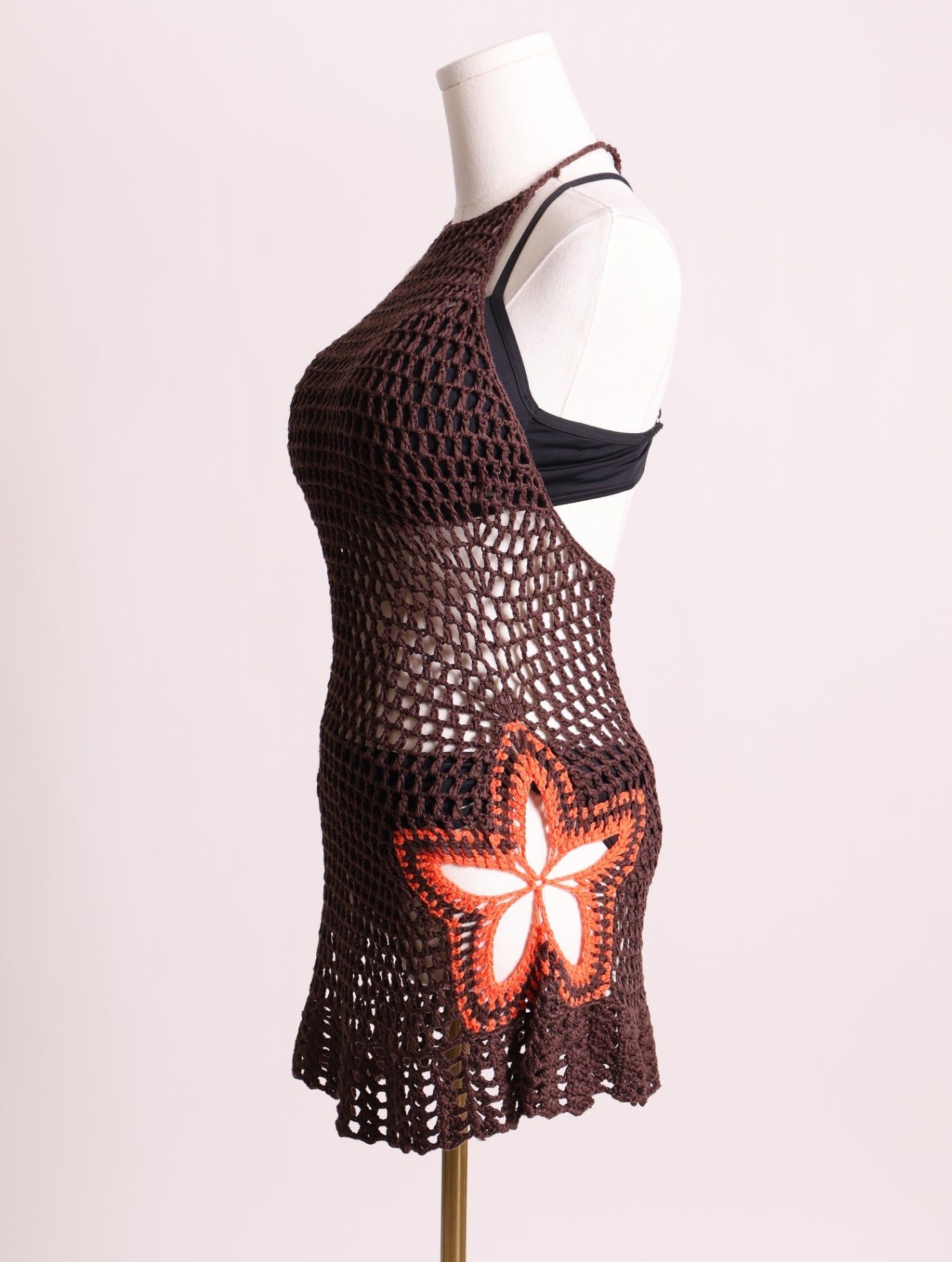 Robe/Cache-maillot en tricot avec détail de fleur 