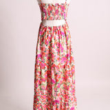 Robe longue fluide à motif fleurs et ouvertures