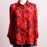 Chemise à manches froncées aux épaules et motifs de fleurs
