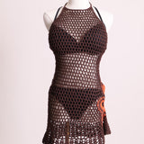 Robe/Cache-maillot en tricot avec détail de fleur 