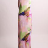 Robe longue texturée à micro-plis