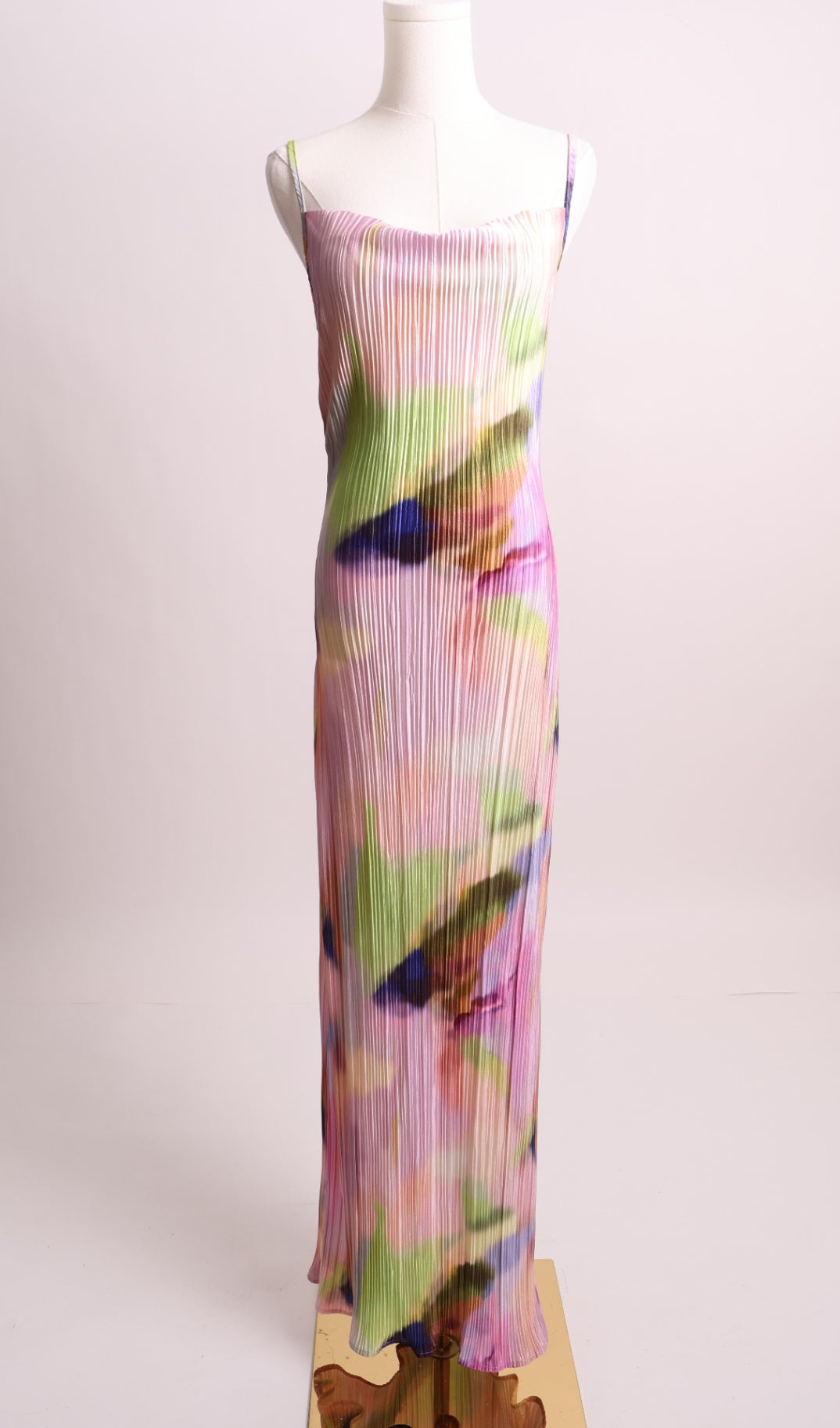 Robe longue texturée à micro-plis