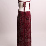 Robe maxi à motifs de fleurs en sequins