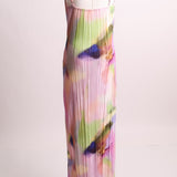 Robe longue texturée à micro-plis