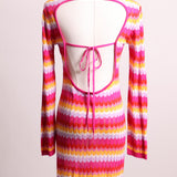 Robe/Cache-maillot à motif chevron et dos ouvert