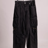 Jean cargo taille haute