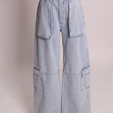 Jean taille haute coupe cargo