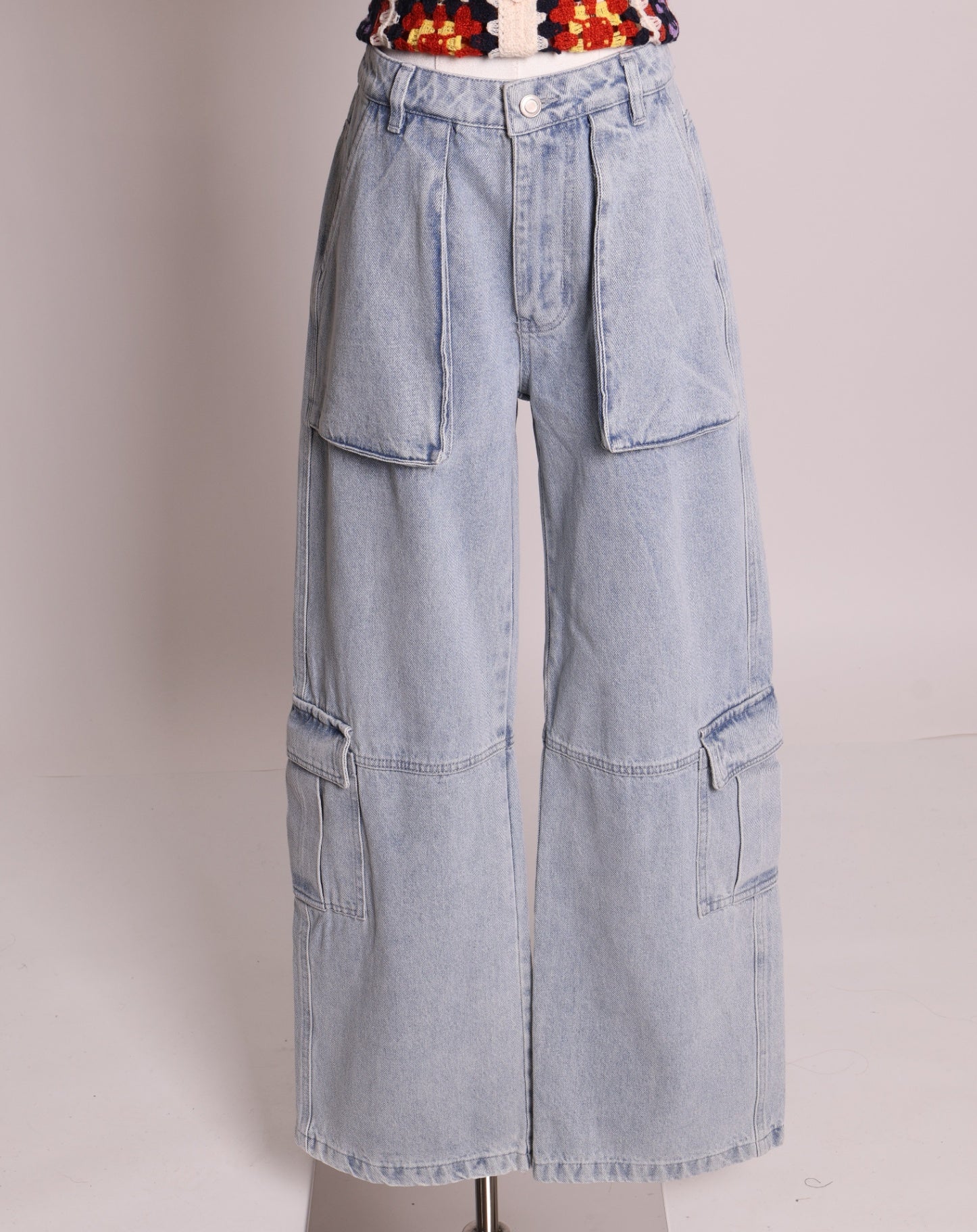 Jean taille haute coupe cargo