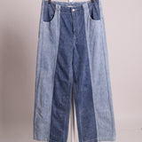 Jean taille haute et jambes larges 2 tons