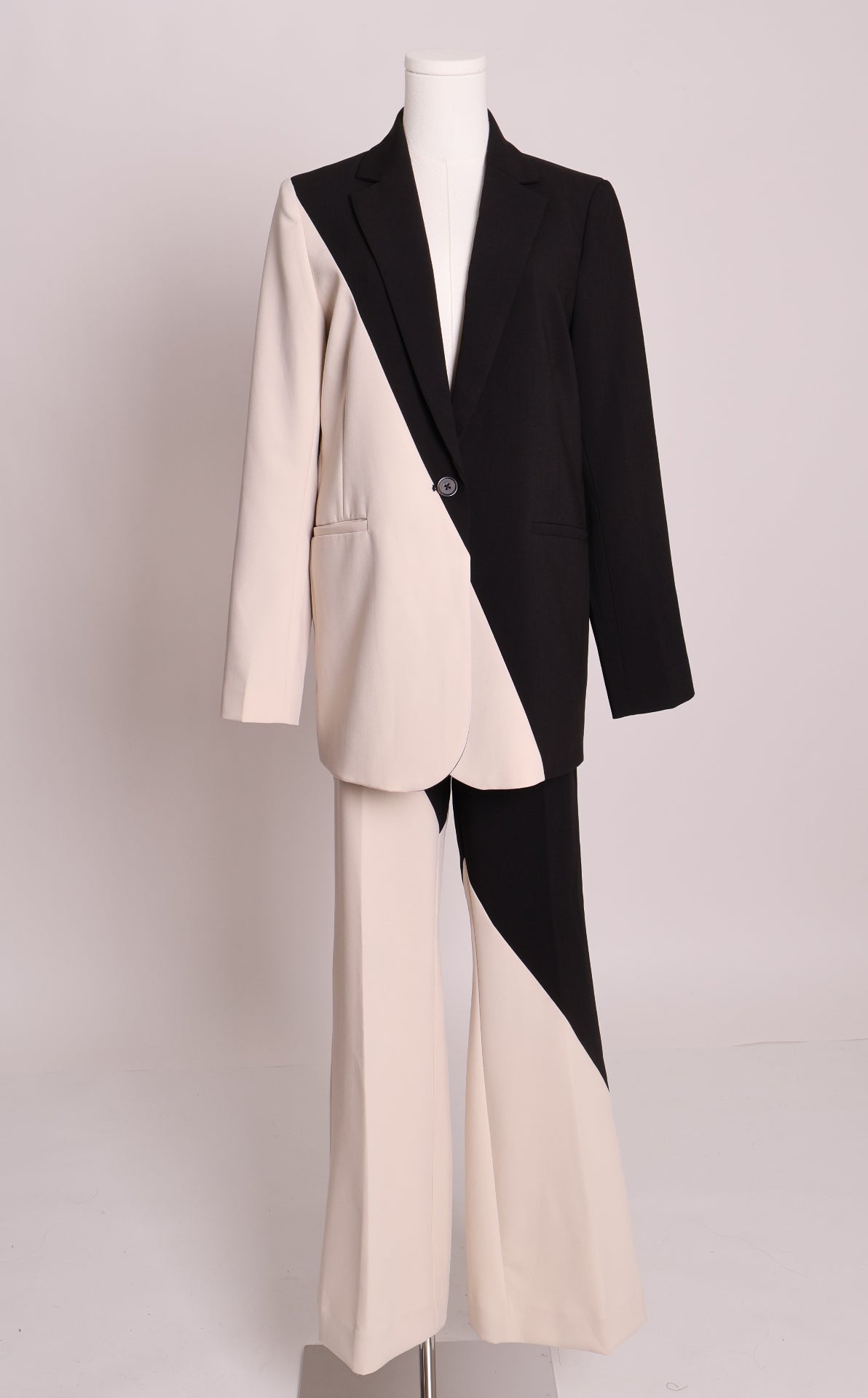 Complet pour femmes deux couleurs avec taille élastique au pantalon