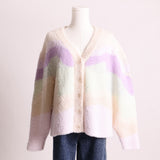 Cardigan "oversized" avec rayures de couleurs pastelles