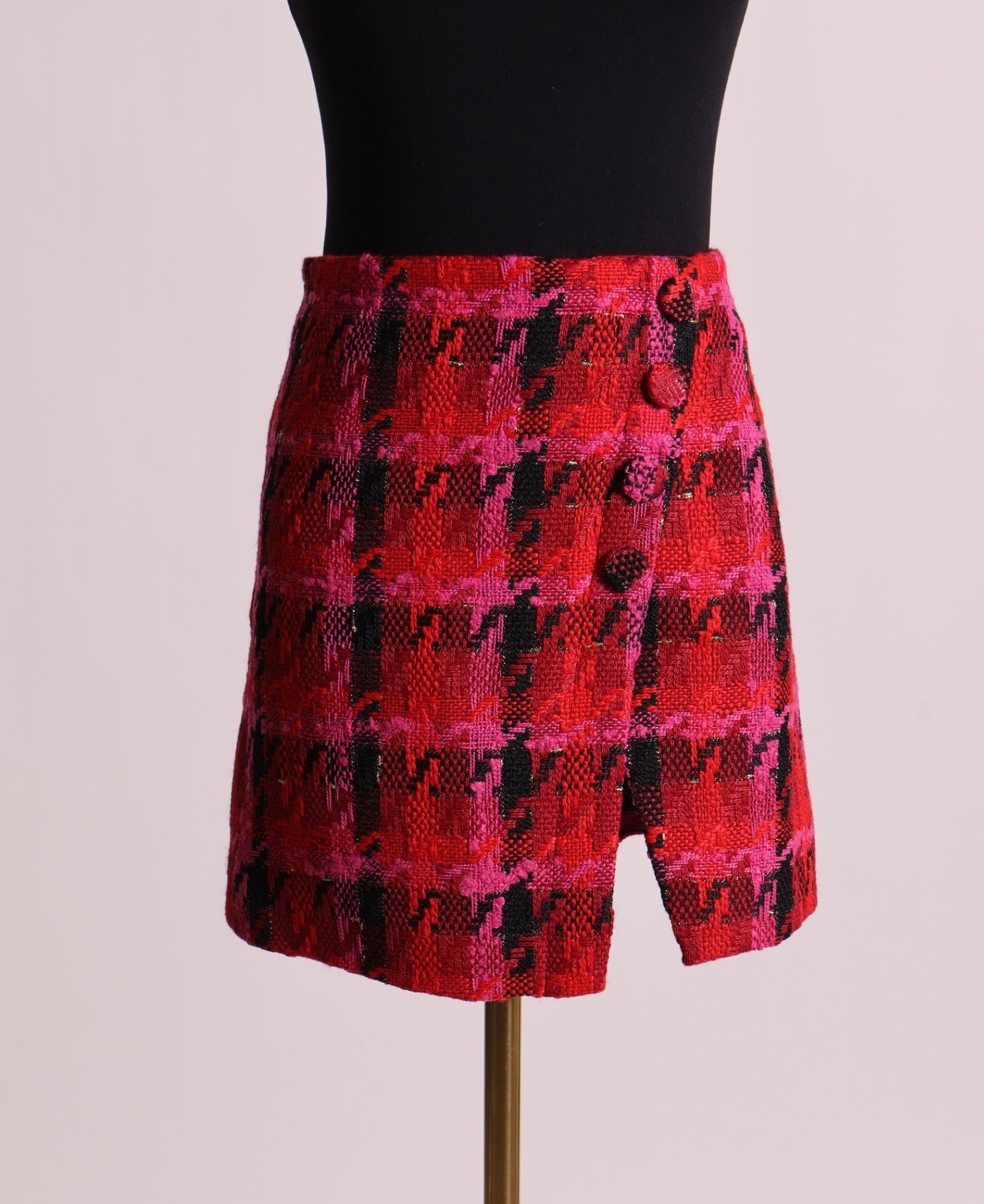 Ensemble veston et jupe en tweed avec motif pied-de-poule