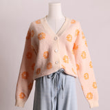 Cardigan à manches longues avec motifs de fleurs