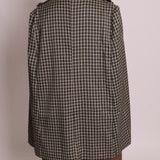 Veste style poncho sans manche à carreaux et à col en velours