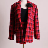 Ensemble veston et jupe en tweed avec motif pied-de-poule