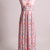 Robe longue fluide à motif de fleurs avec bretelles en perles
