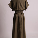 Robe chemise en lin mélangé et boutons en bois