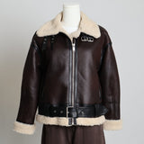 Manteau aviateur en similicuir doublée de sherpa