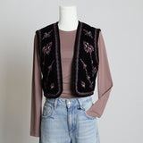 Veste courte en velours avec broderie florales perlées