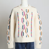 Chandail en laine avec broderies multicolores