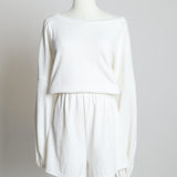 Combishort avec manches bouffantes et ceinture
