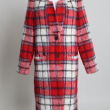 Manteau long en lainage à carreaux