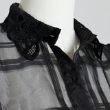 Chemise noire transparente à carreaux 