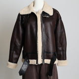 Manteau aviateur en similicuir doublée de sherpa