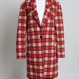 Manteau de laine long à carreaux