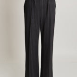 Pantalon jambes larges à rayures fines