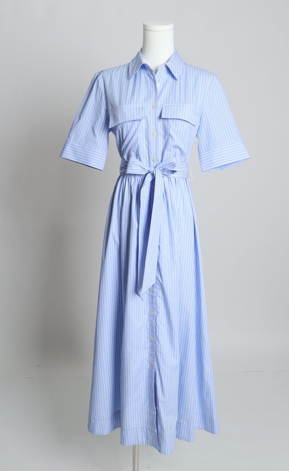 Robe-chemisier à rayures et ceinture assortie