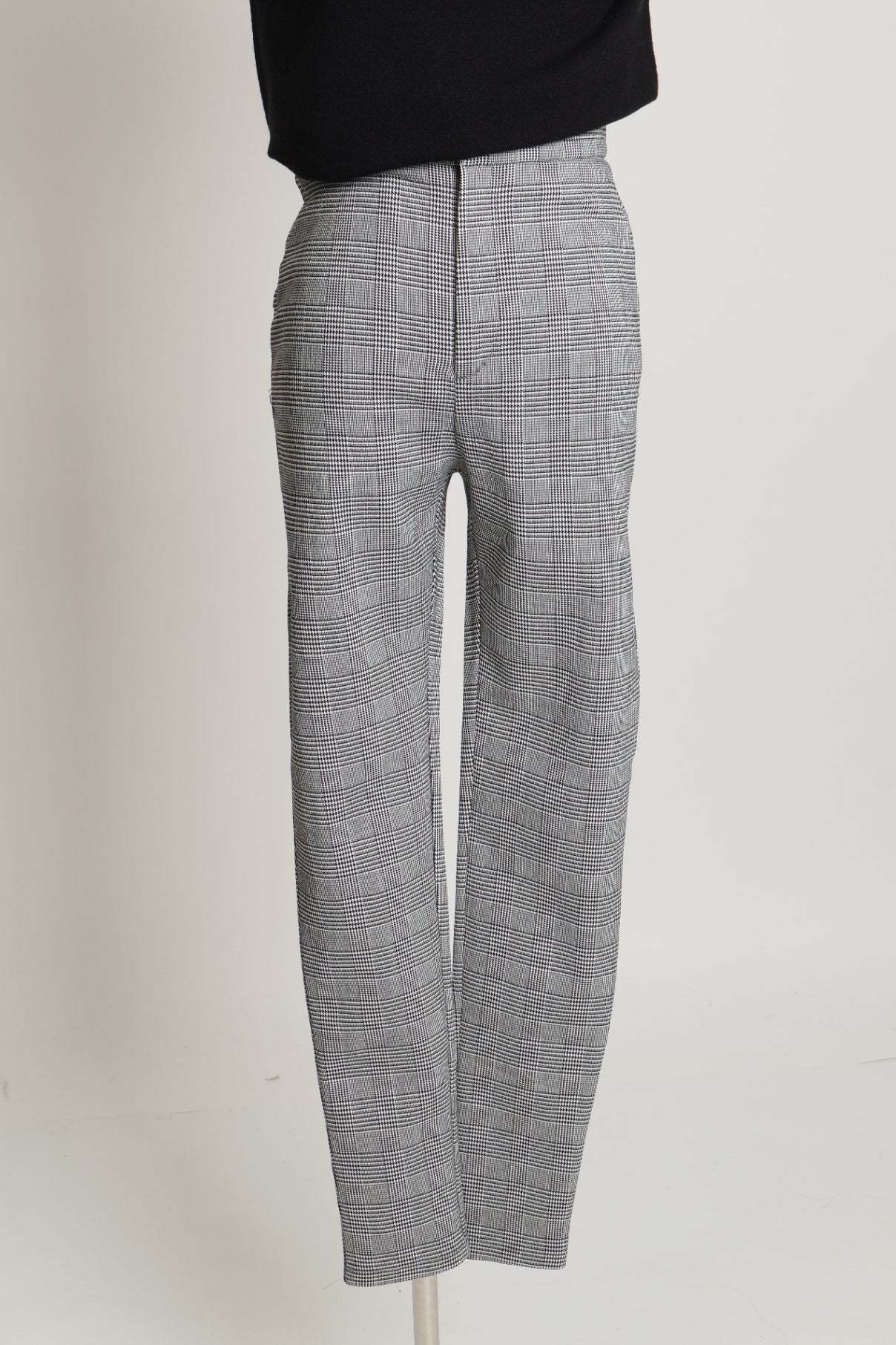 Pantalon ajusté taille haute à motif prince-de-galles