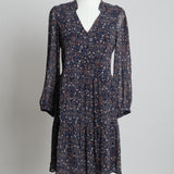 Robe à motif floral et à manches transparentes