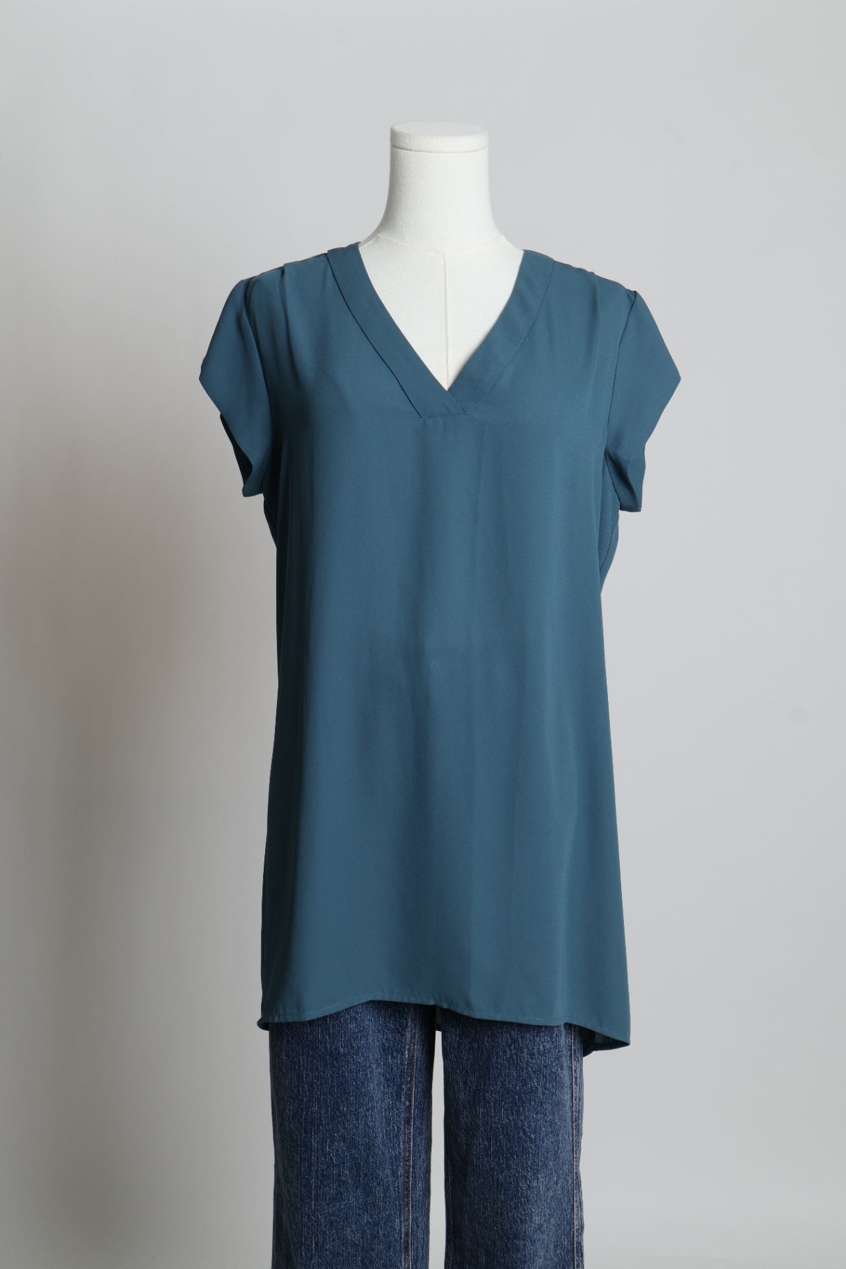 Blouse en col V et manches courtes