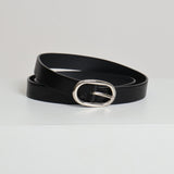 Ceinture en cuir italien avec boucle argentée