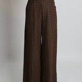 Pantalon taille haute et jambes larges à motif 