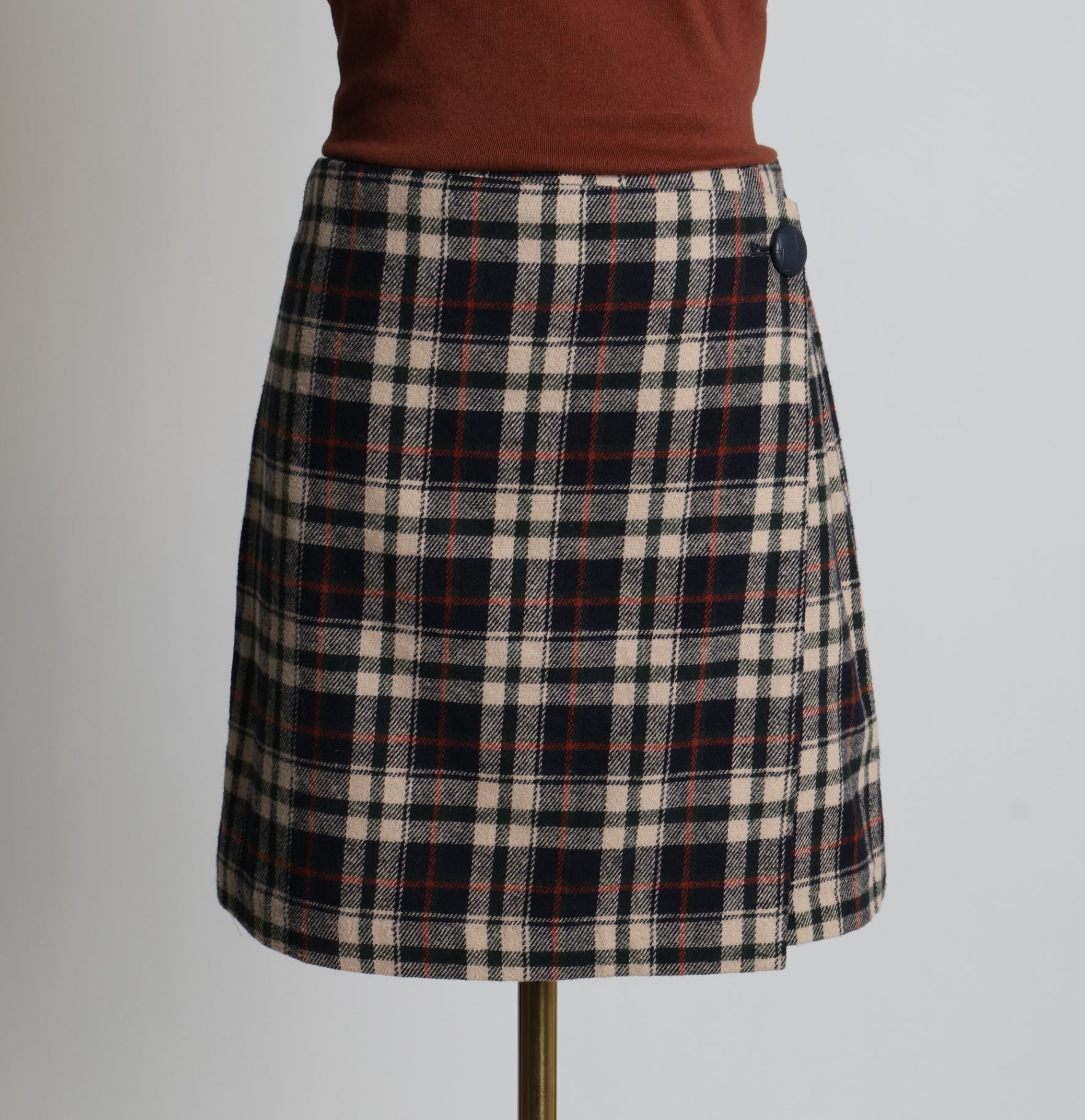 Jupe portefeuille à motif carreaux tartan