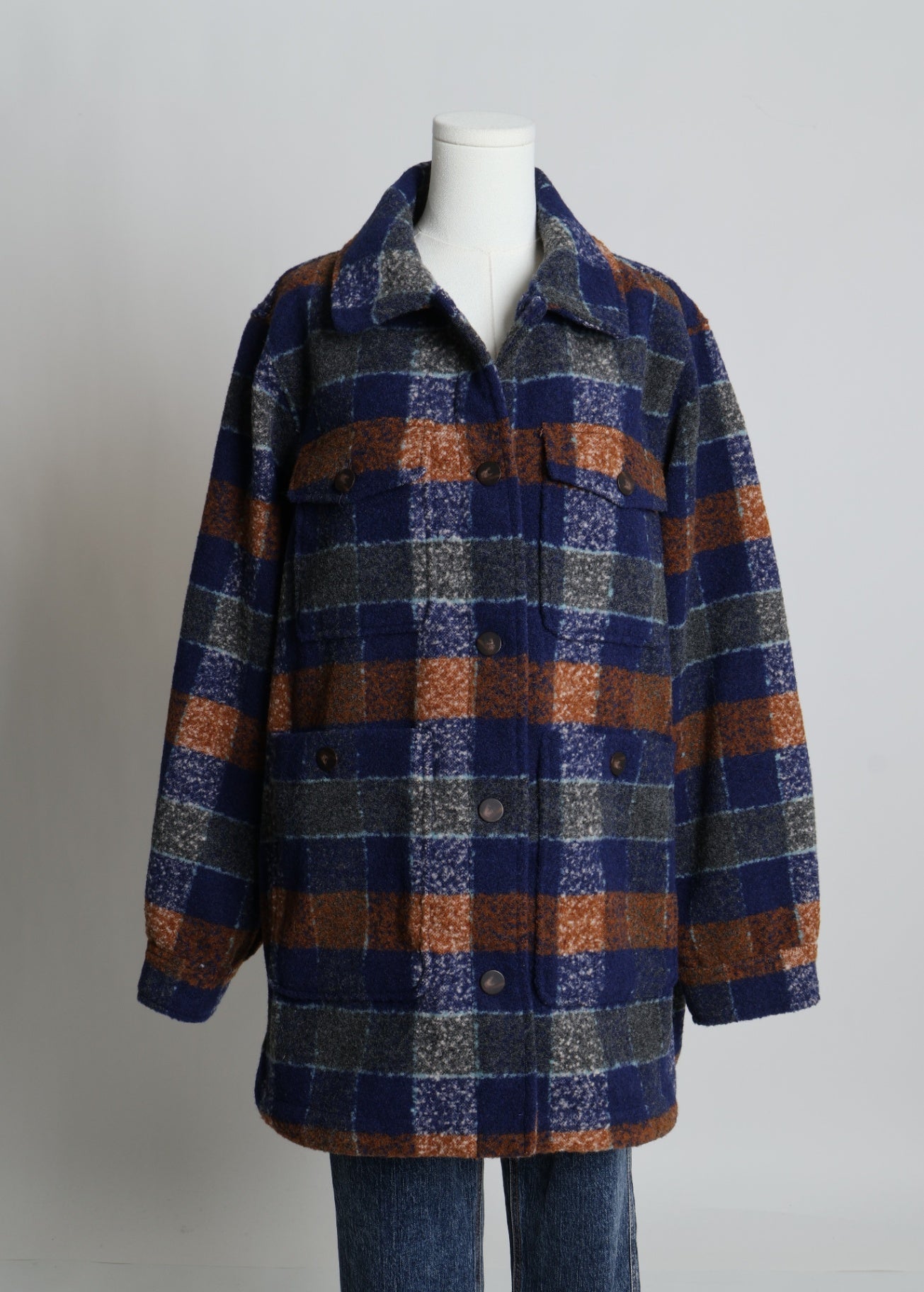Surchemise à carreaux bleue et marron