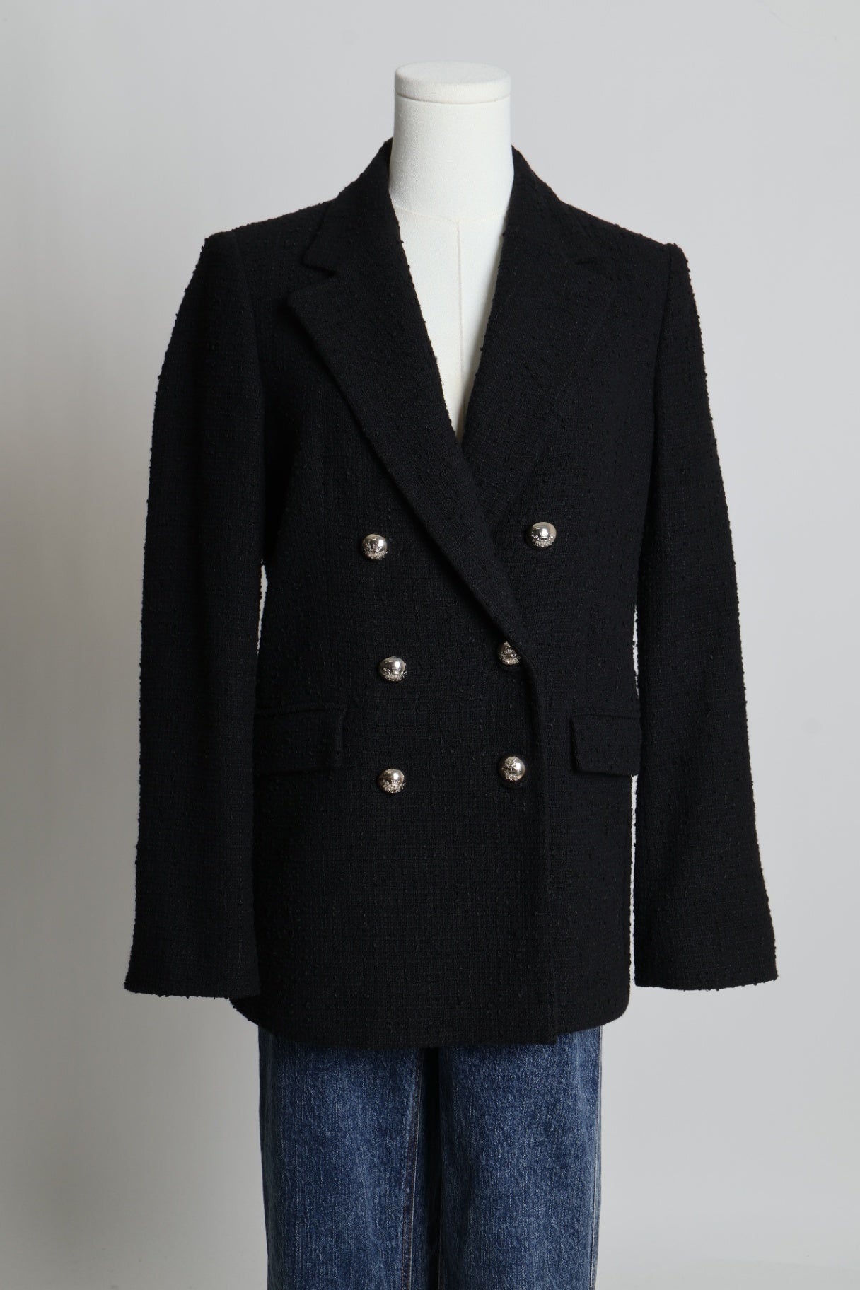 Veston en tweed avec boutons dorés