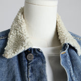 Manteau mi-long en jean doublé en sherpa