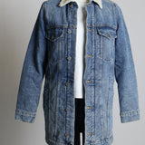 Manteau mi-long en jean doublé en sherpa