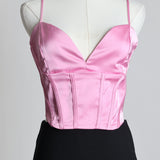 Haut corset en satin et bretelles
