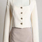 Veste à encolure carrée et boutons dorés