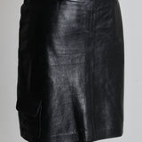 Jupe en véritable cuir style cargo