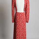Robe à coupe midi fendue avec motif floral et dos ouvert